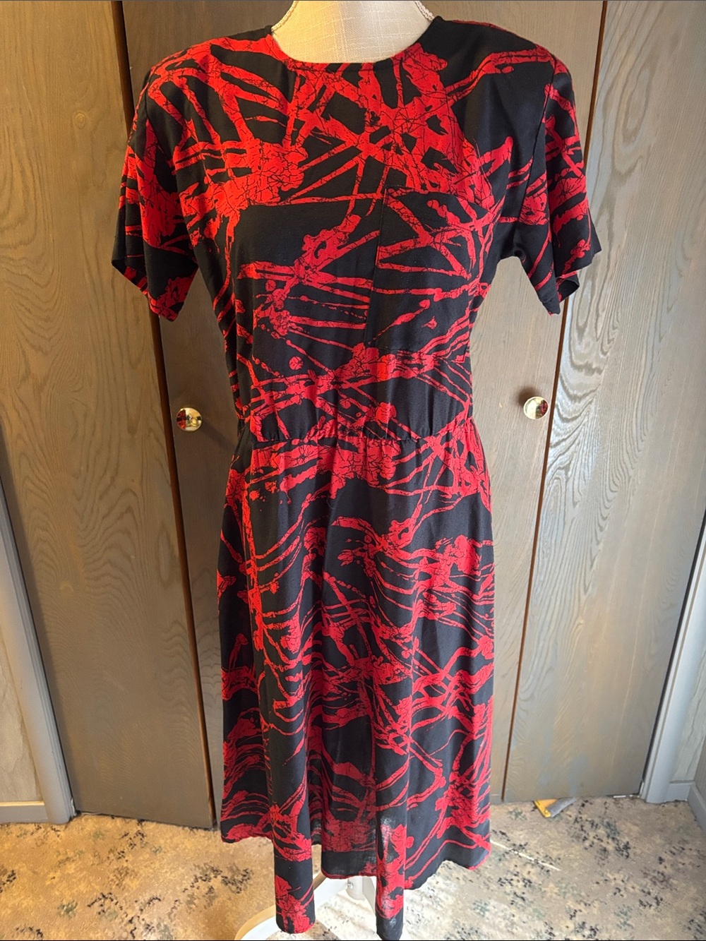 L.A. Gal Vintage 80s Dress Retro Punk Abstract Print Shoulder Pads Valley Girl